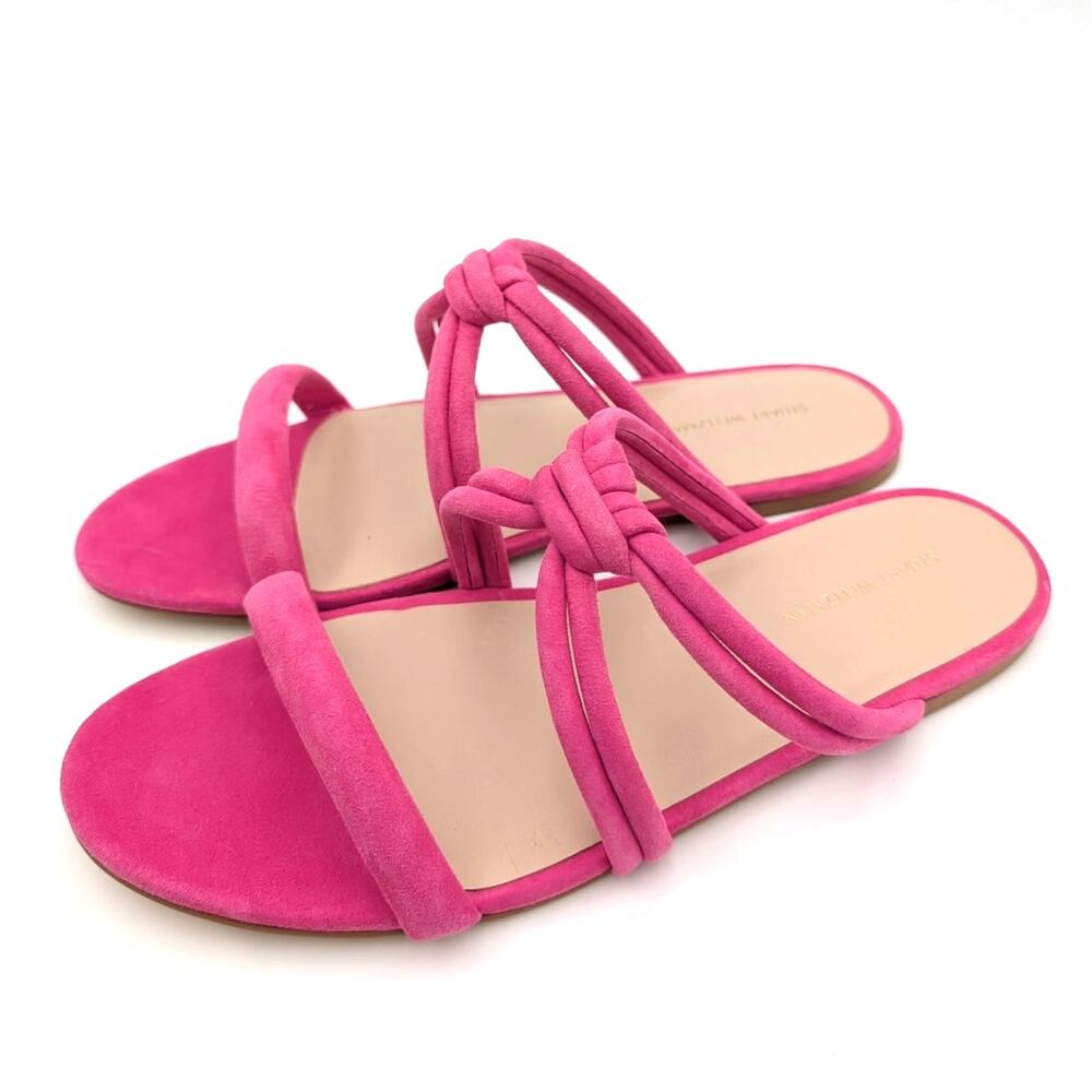 Stuart Weitzman Twist Knot Slip-On Flat Sandal Women's Pink Size US9B EU39.5
